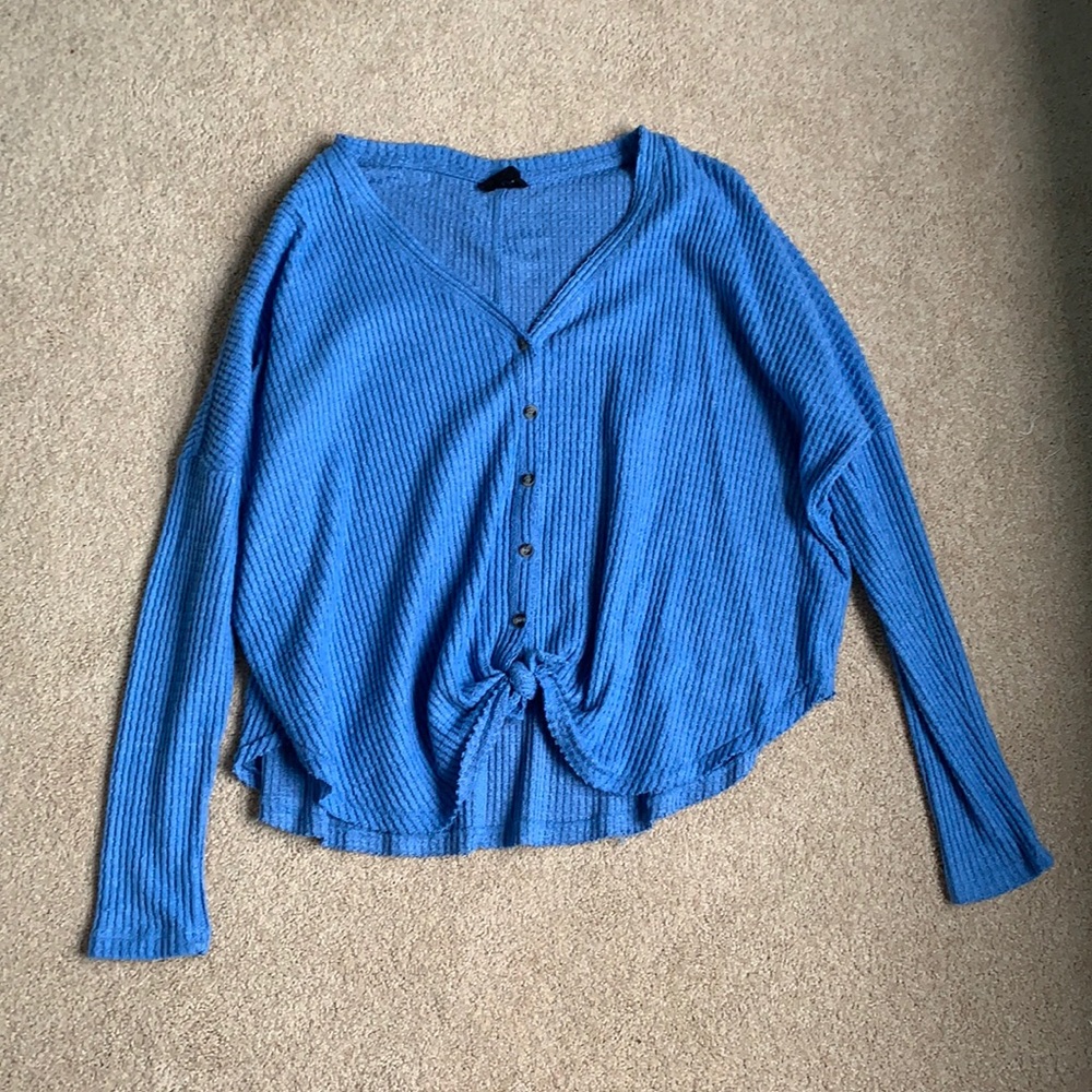 UO Waffle Knit Tie-Front Sweater